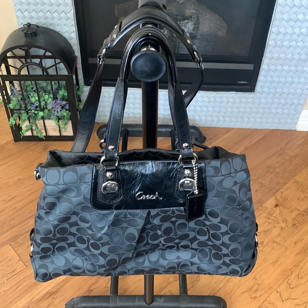 Coach-Black Monogram tote